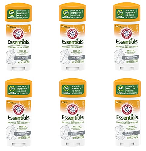 Arm & Hammer Essentials Natural Deodorant, Unscented - 2.5 Oz, 6 Pack by Arm & Hammer