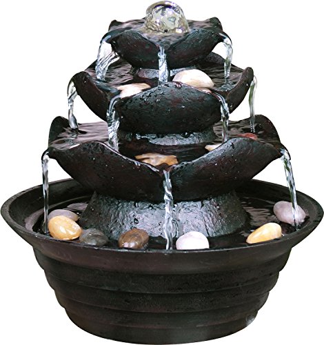 DOBAR Zimmerbrunnen, mit 4 Schalen, BxHxL: 22,2 x 20,6 x 22,2 cm, schwarz