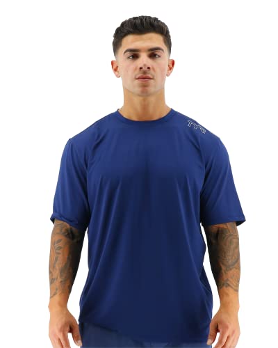 TYR Herren Kurzärmliges Sonnenschutzfaktor 50+ T-Shirt, Navy, Large