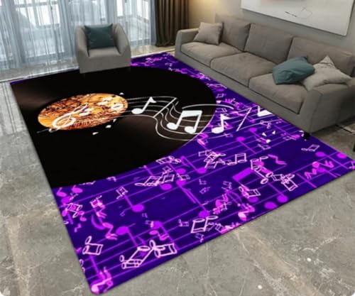 KIESEY Klassische Musik Plattenbereich Teppich, für Wohnzimmer Teppich Schlafzimmer Teppich, Küche Badezimmer rutschfeste Fußmatten 120x160cm