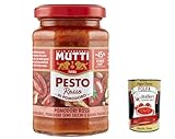 6x Mutti Pesto Rosso Pomodori Rossi Rotes Tomatenpesto Pasta Sauce 100% italienische Tomate Glas 180g Würzsaucen mit Mandeln, Tomaten, getrockneten Samen und Grana Padano + Italian Gourmet polpa 400g