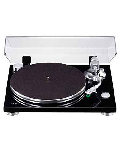 Teac TN-3B-SE/B Plattenspieler mit Riemenantrieb, Schallplattenspieler, Vinyl Plattenspieler & Turntable (MM-Phono-EQ-Verstärker, SAEC Tonarm, 33 & 45 RPM Geschwindigkeit), Schwarz
