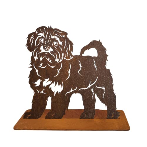 Terma Stahldesign Rost Hund Bolonka Zwetna Lebensgroß Handmade Germany tolle Gartendeko aus Metall Figur deko Geschenk Rostfigur Garten deko Gartenfigur, hundegrab deko