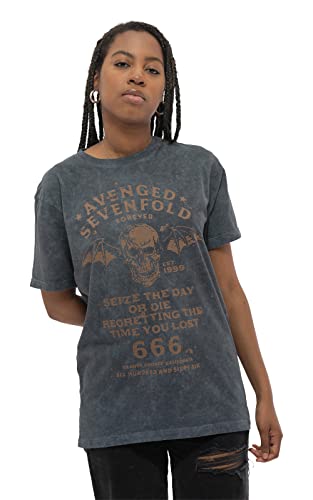 Avenged Sevenfold T Shirt Band Logo Nue offiziell Herren Schwarz Snow Wash