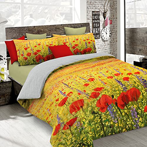 Sogni D'autore Italian Bed Linen Bettbezug, Doppelte, 100% Baumwolle, Multicolor SD25, DOPPEL