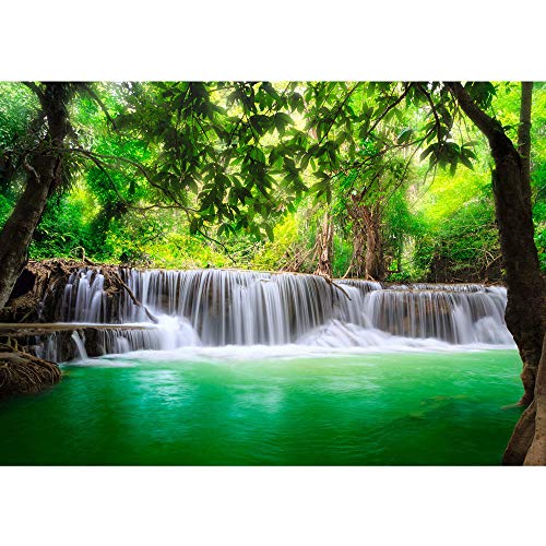 Fototapete Wald - ALLE WALDMOTIVE auf einen Blick ! Vlies PREMIUM PLUS HiQ - OEKO-TEX Standard 100-200x140 cm - DEEP FOREST WATERFALLS - Wasserfall Bäume Thailand See Wasser Meer - no. 067