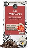 Bio Paprikaerde 40 L - 100% Torffreie Bio Erde - Mit Dünger und Wurzelaktivator - Blumenerde für Paprikapflanzen - Bio Paprika-Erde - Hochbeeterde Bio