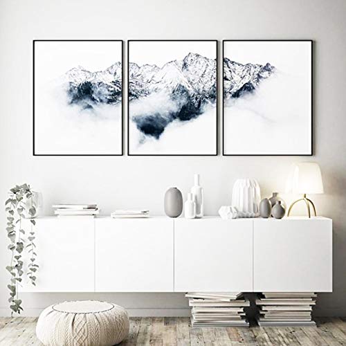 Set von drei Bergen Wandkunstdrucke, Alpen Berge Landschaftsfotografie Leinwand Malerei Elegante Kunst Chalet Wand Galerie40x50cm x3 Kein Rahmen