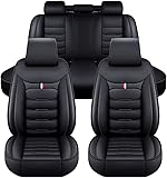 FESTAS Auto Sitzbezüge Sets für Nissan Maxima A36 2015-2021, 5 Sitzer Leder Wasserdicht rutschfest Vorne und Hinten Sitzschoner Set, Auto Innenraum Zubehör,B Black