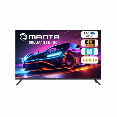 Manta Immersive 50'' 4K-UHD Smart TV - 50LUA123E – Fernseher mit 50 Zoll – Quad-Core-Prozessor und Digitale 3D-Rauschunterdrückung – Smart TV 4k – LED Fernseher 4k Smart mit Wi-Fi - Rahmenlos