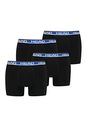 HEAD Herren Boxershorts Unterhosen 4P (Black/Blue, L)