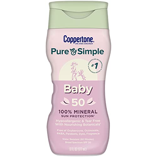 Coppertone Pure & Simple-Baby SPF 50 Sonnenschutzlotion, Reißen und wasserabweisende, # 1 Pädiater Empfohlene Marke Plus 100% Natural Botanicals, 6 Ounce