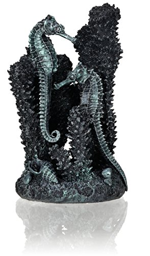OASE biOrb 55061 Seepferdchen schwarz S - Kleine Seepferdchen-Skulptur in Schwarz mit Korallen zur individuellen Gestaltung vom Süßwasseraquarium und Meerwasseraquarium