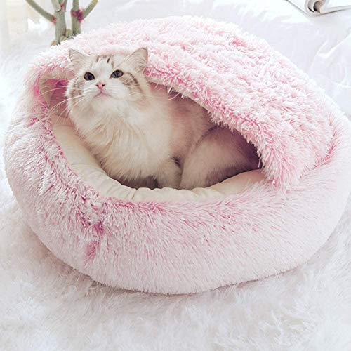 Haustier-Zelt Höhle Bett für Katzen Welpen, flauschig warmes Katzen-Schlafkissen, Indoor-Katzenbett, rutschfest, maschinenwaschbar, M-50 cm