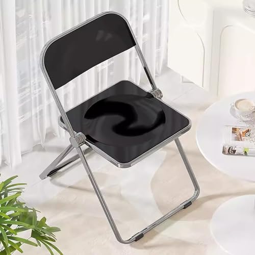 zxhrybh Moderner Acryl-Klappstuhl, Klappstuhl Camping, PC-Kunststoffstühle für das Wohnzimmer, Folding Chair für Draußen und Drinnen (Size : B+Black)