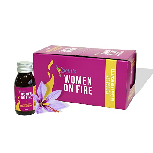 Laetitia Women on Fire Shots: Ich nehm es mit GELASSENHEIT - Für Frauen in den Wechseljahren, Nahrungsergänzungsmittel mit Passionsblumen- & Melissenkraut-, Safranextrakt & Vitamin B6, 10 x 60 ml Shot