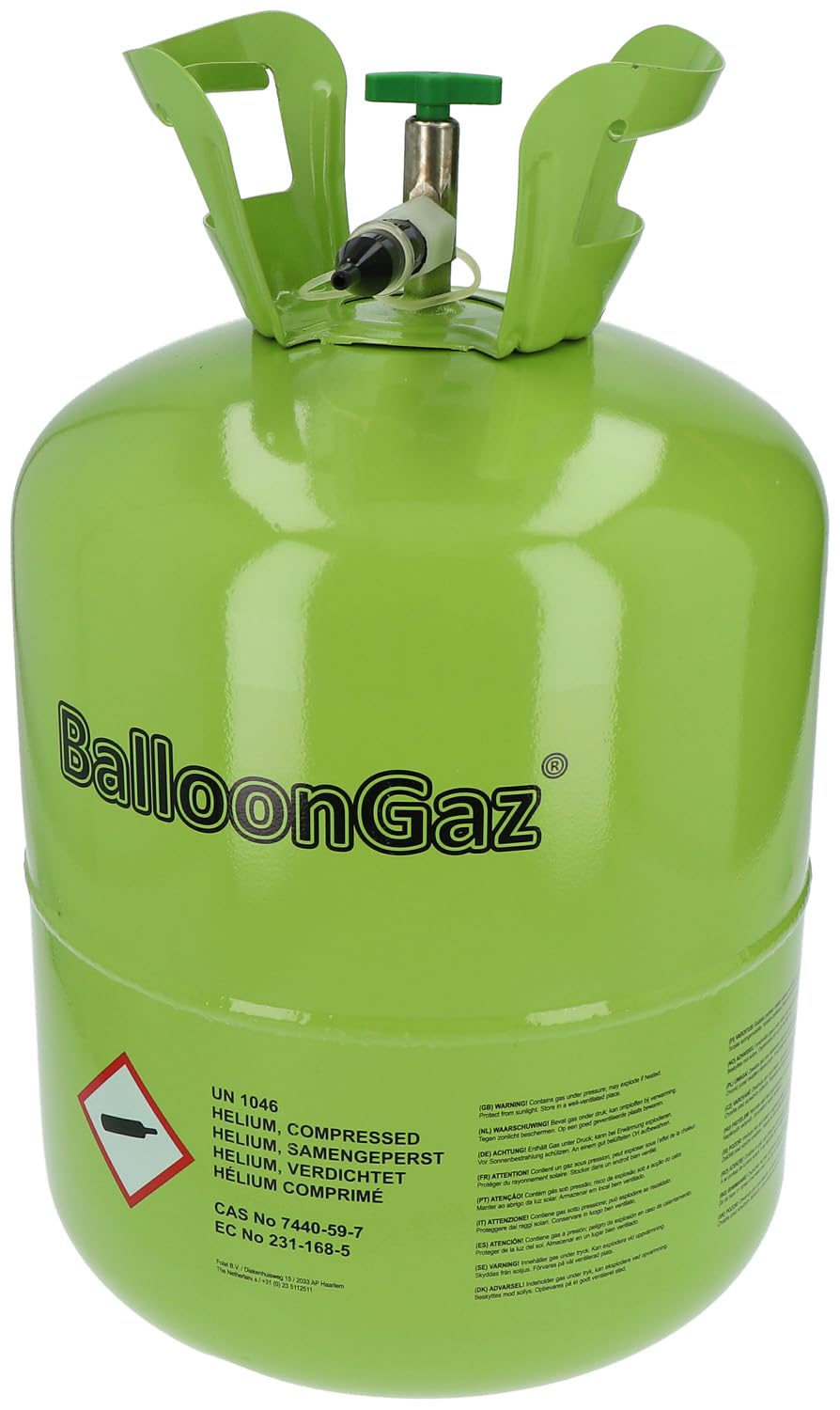 Folat 25203 BallonGaz Helium – 360 Liter Ballongas mit Füllventil für 50 Ideal für Geburtstage, Party, Hochzeit | Einweg Gasflasche aus recyclebarem Metall | Gas, Luftballons, Folienballons, Grün