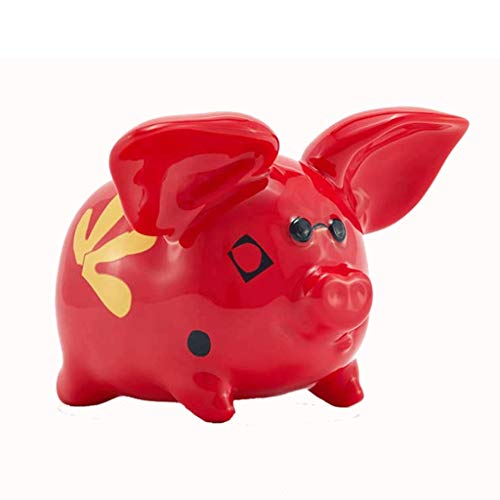 Niedliche Sparschwein Großvolumige Piggy Bank, Kinder kreative und einfache Münze Bank, Keramik Piggy Bank for Jungen und Mädchen, Wohnkultur Geschenke Sparschwein für Bargeld (Color : Red)