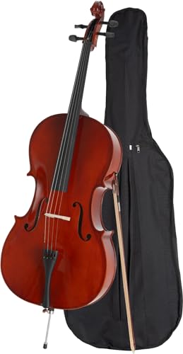 Classic Cantabile CP-100 Cello 4/4 Set (Decke: Fichte, Boden: Ahron, Wirbel: Palisander, höhenvertellbarer Stachel, hochglanz lackiert, inkl. Bogen und Tasche)