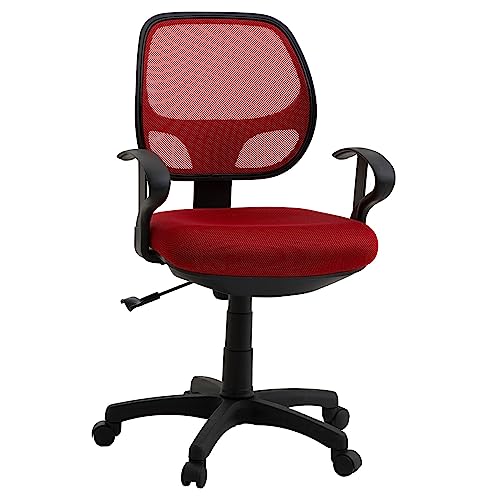 IDIMEX Kinderdrehstuhl Schreibtischstuhl Drehstuhl Bürodrehstuhl COOL, 5 Doppelrollen, Sitzpolsterung, Armlehnen, in rot