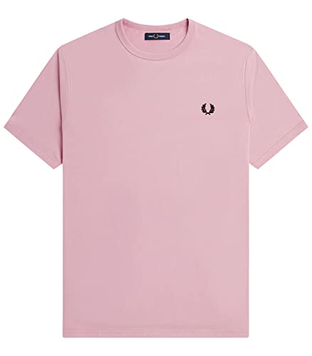 Fred Perry T-Shirt Herren M3519 Ringer Chalky Pink Basic Logo Rundhals Baumwolle PE23, Rosa, L