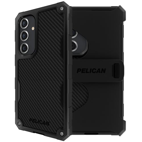 Pelican Shield Schutzhülle für Samsung Galaxy S24 Plus, 16,8 cm, kabelloses Laden, 6,4 m MIL-STD Fallschutz, robuste Schutzhülle mit Gürtelclip, Holster und Ständer, Carbon
