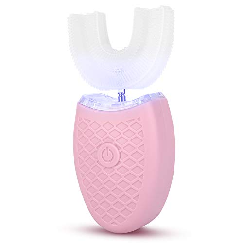 Elektrische Zahnbürste, Silikon Praktische U-förmige, komfortable Zahnbürste für Erwachsene, für Reisen nach Hause(Pink, Adult)