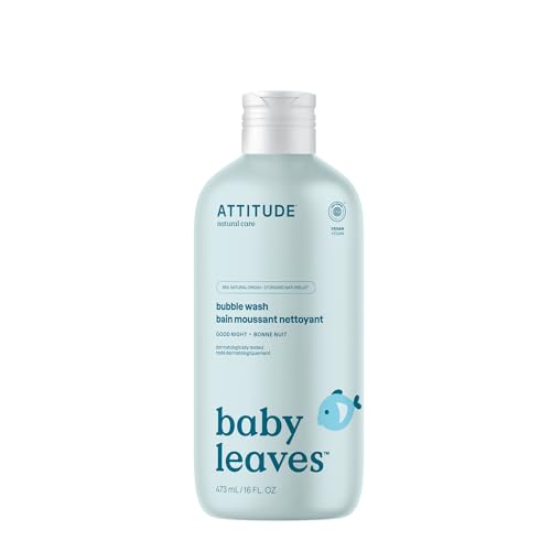 ATTITUDE Bubble Bath and Wash for Baby, EWG Verified Plant- and Mineral-Based Ingredients, Hypoallergenic Vegan and Cruelty-free, Almond Milk, 473 mL