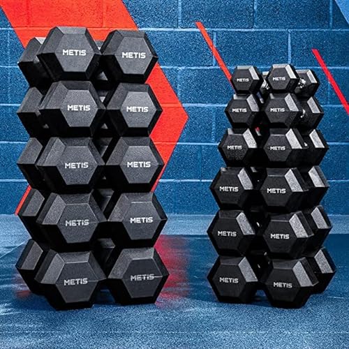 METIS Hexagon Kurzhanteln - Hanteln für Krafttraining (als Paar erhältlich) | 2,5kg – 27,5kg | Gewichte Hantel | Fitness Geräte Zuhause | Dumbbell Set (5kg)