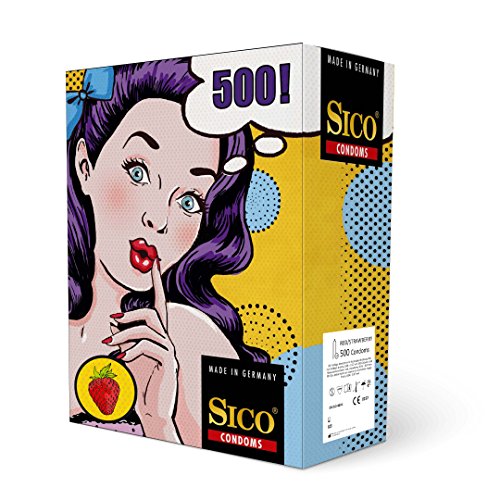 SICO 500er Box Kondome Rot mit Erdbeer Geschmack in Größe 54 mm