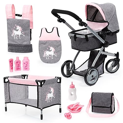 Kombi-Puppenwagen-Set Milano von Bayer rosa/grau