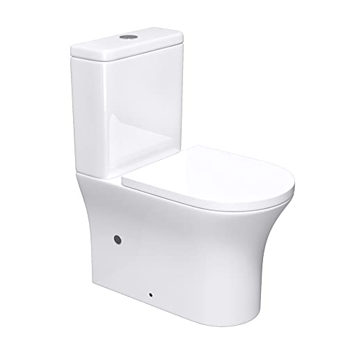 doporro Design WC Stand304T inkl. Softclose Absenkautomatik 37x65x83cm Stand-Toilette Weiß spülrandlos