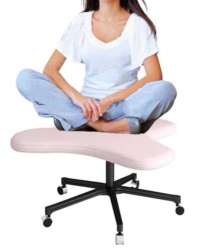 ENHEN Kniestuhl Aktive Bürostühle zum Sitzen in Verschiedenen Positionen, Ergonomischer Kreuz Beinkniestuhl für Yoga -Liebhaber, Höhenverstellbare Computerarbeiter Stuhl (Color : Pink)