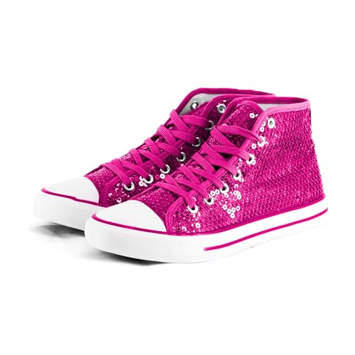 Party Factory Pailletten Schuhe, pink Glitzer, Größe 41, für Damen und Herren, Designer Turnschuhe, Sneaker für Karneval