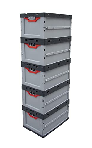 Auer Faltbox 5er Set FB 64/27 60x40x27cm, 56L | Kunststoffbehälter Stapelbox Logistikbox Vorratsbox |Transportbox Lebensmittelbox Eurobehälter Campingbox Wohnmobilbox