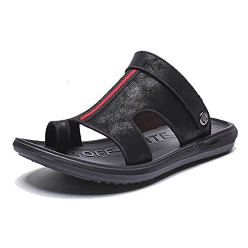 qyy Männer Ballen Fußkorrektur PU Leder Sandalen für den orthopädischen Hallux Valgus Big Toe Bone Corrector, Strand rutschfest Eben Offene Zehenpantoffelnblack-EU 42