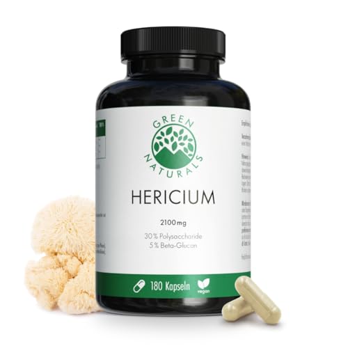 Hericium Extrakt (180 Kapseln á 650mg) - 30% Polysaccharide + 5% Beta Glucan - deutsche Herstellung - 100% Vegan & Ohne Zusätze - Vorrat für 3 Monate