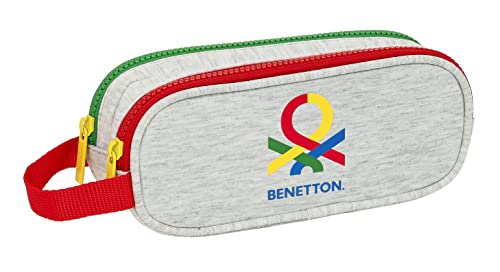 safta Benetton Pop - Federmäppchen für Kinder, für Kinder, ideal für Kinder von 5 bis 14 Jahren, bequem und vielseitig, Qualität und Stärke, 21 x 6 x 8 cm, Grau, grau, Estándar, Lässig