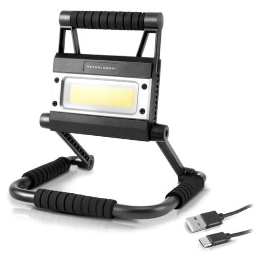 STAHLWERK LED Baustrahler LAL-15 ST mit 15 Watt, 1500 Lumen, USB und 3,7 V Akku mit 4400 mAh, LED Arbeitsleuchte/Scheinwerfer/Flutlicht/Fluter