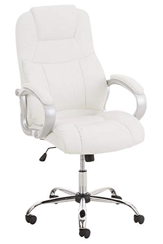 CLP XL Bürostuhl APOLL mit Kunstlederbezug und hochwertiger Polsterung l Drehbarer und höhenverstellbarer Chefsessel bis 150 kg belastbar, Farbe:weiß