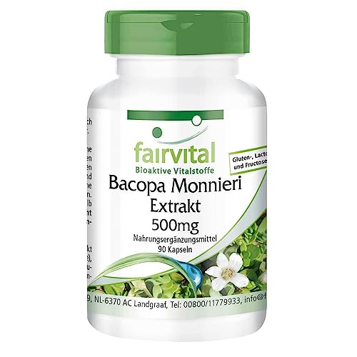 Bacopa Monnieri Extrakt 500mg - standardisiert auf 20% Bacoside - vegan - 90 Kapseln - Made in Germany