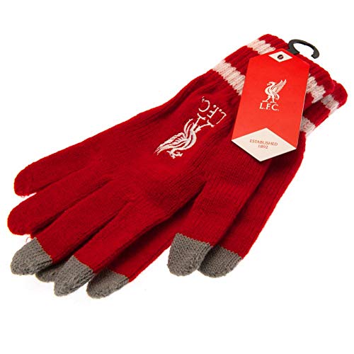 EPL Liverpool FC Strickhandschuhe für Erwachsene, Touchscreen-kompatibel, authentisch, Rot, Rot/Ausflug, einfarbig (Getaway Solids)