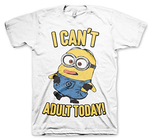 MINIONS Offizielles Lizenzprodukt I Can't Adult Today Herren T-Shirt (Weiß), S