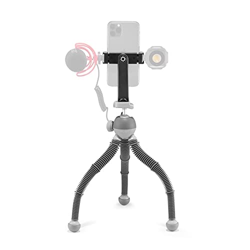 JOBY PodZilla Large Kit Flexibles Stativ mit integriertem Kugelkopf und GripTight 360 Smartphone-Halterung, für mobile und kompakte spiegellose Kameras oder Geräte bis zu 2,5 kg, grau, JB01732-BWW
