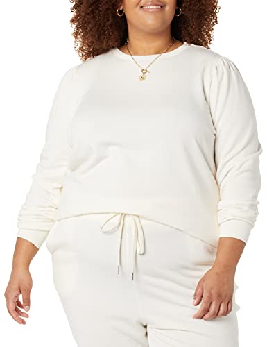 Amazon Aware Damen Sweatshirt mit Puffärmeln (in Übergröße erhältlich), Gebrochenes Weiß, 6XL Große Größen