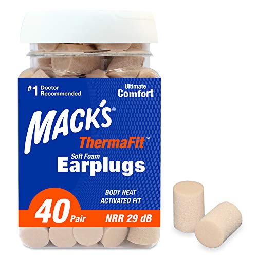 Mack's ThermaFit Ohrstöpsel aus weichem Schaumstoff, 40 Paar – bequeme Ohrstöpsel zum Schlafen, Schnarchen, Arbeit, Reisen und laute Veranstaltungen
