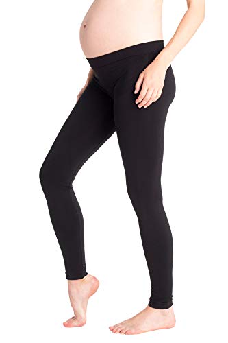 MAMARELLA Seamless Umstandsleggings mit Unterbauchbund schwarz, nahtlose & blickdichte Leggings während und nach der Schwangerschaft, figurformend und stützend, für Sport & Freizeit (L/XL)