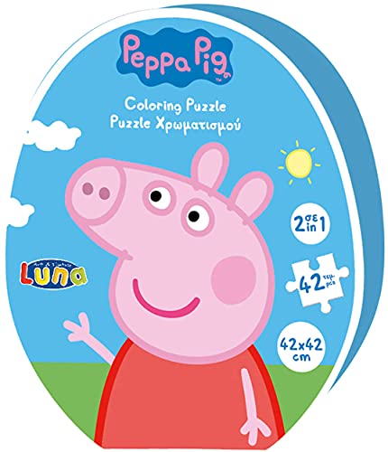 Luna 2in1 Kinder Puzzle Malpuzzle Peppa Pig 42-TLG. XL-Puzzleteile 42 x 42 cm