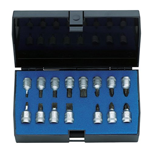 Gedore 1815601 Innen-Sechskant, Schlitz, Kreuzschlitz Phillips, Kreuzschlitz Pozidriv Steckschlüssel-Bit-Einsatz-Set 15teilig 1/4 (6.3 mm)