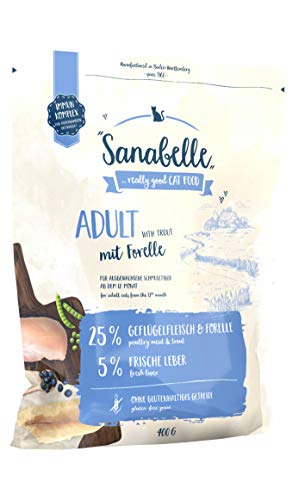 Sanabelle Adult mit Forelle | Katzentrockenfutter für ausgewachsene Katzen (ab dem 12. Monat) | 6 x 400 g